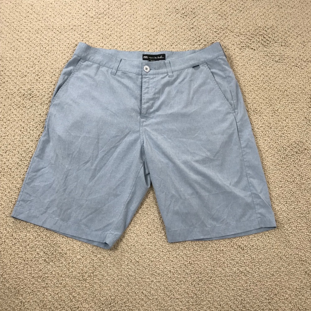 Travis‎ Mathew Beck Golf Shorts Men's 34 Light Blue Heathered Performance Casual